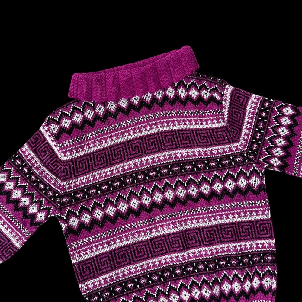 Vintage Sweater Pull Over 1960s Rovi Sportswear USA Purple Greek Key Acrylic